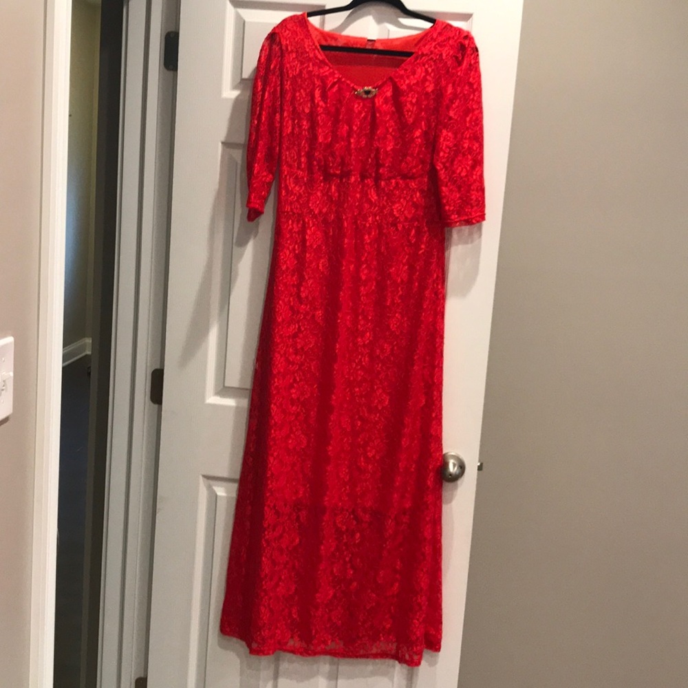 Red lace dress